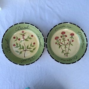 2 vintage Certified International pasta bowls oregano & basil 9 3/8”